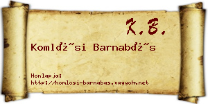 Komlósi Barnabás névjegykártya